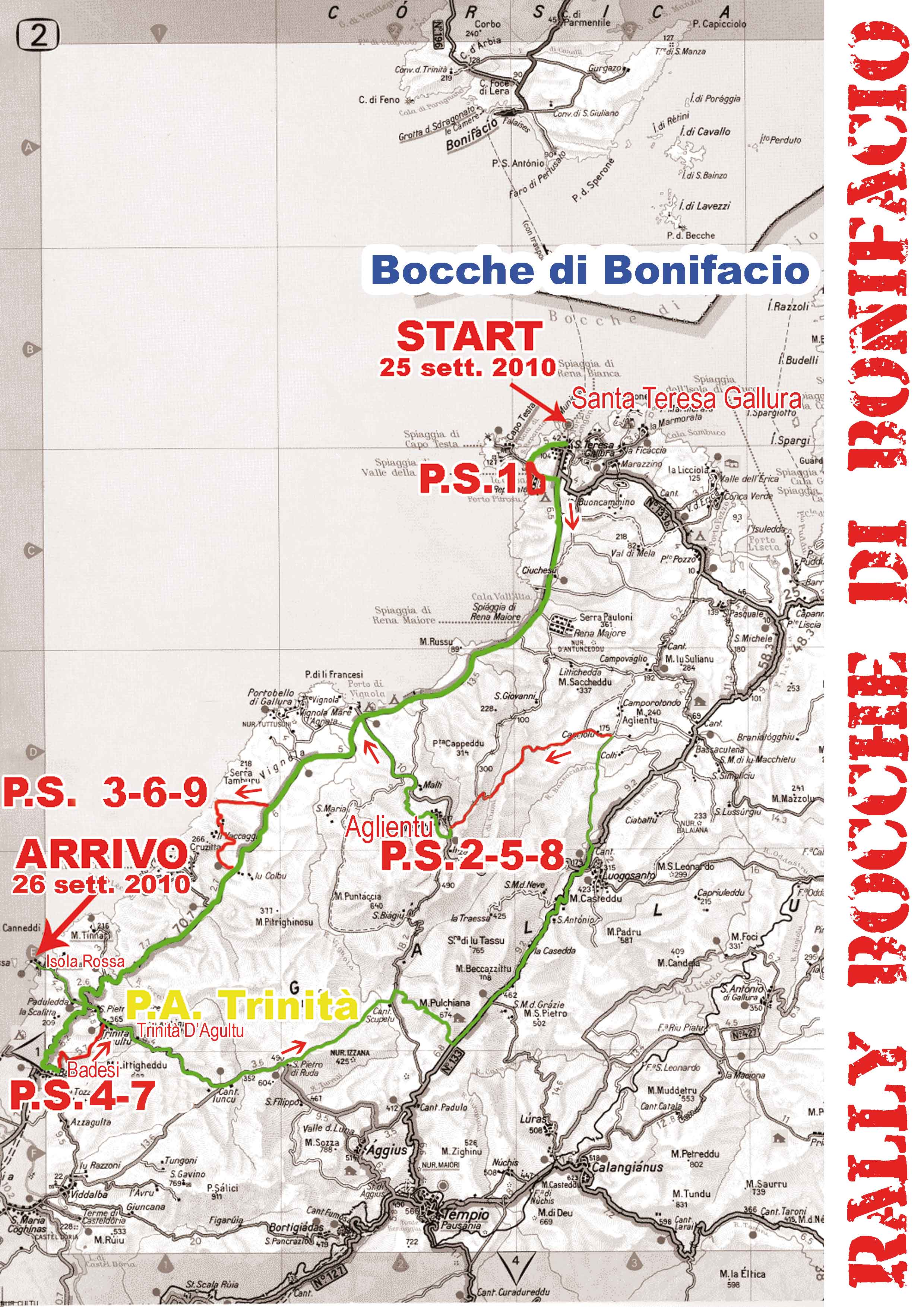 CARTINA PERCORSI RALLY DELLE BOCCHE - BADESI