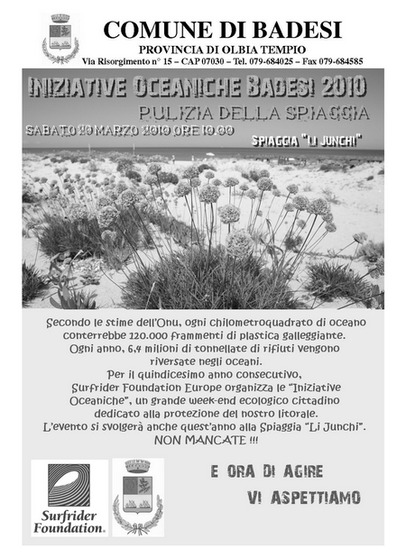 INIZIATIVE OCEANICHE - GIORNATA ECOLOGICA - COMUNE DI BADESI